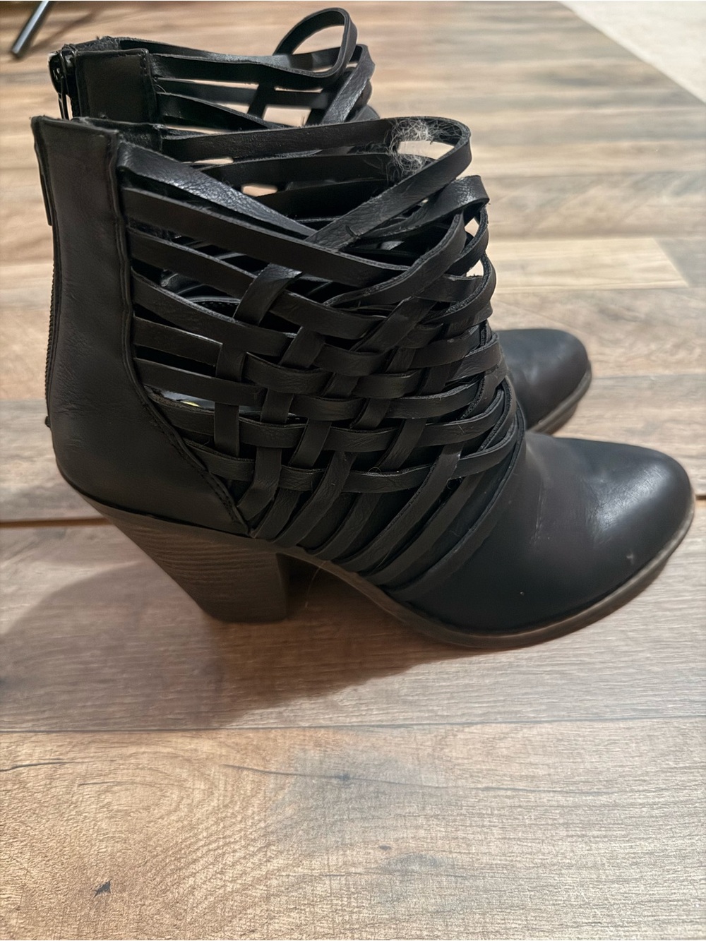 Fergalicious Black Woven Cutout Ankle Booties